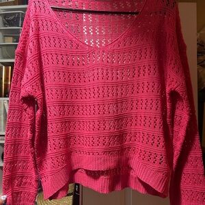SHEIN Women's V-Neck Knit Sweater in Vibrant Pink